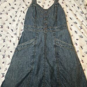 Blue A-line Scoop Neck Sundress